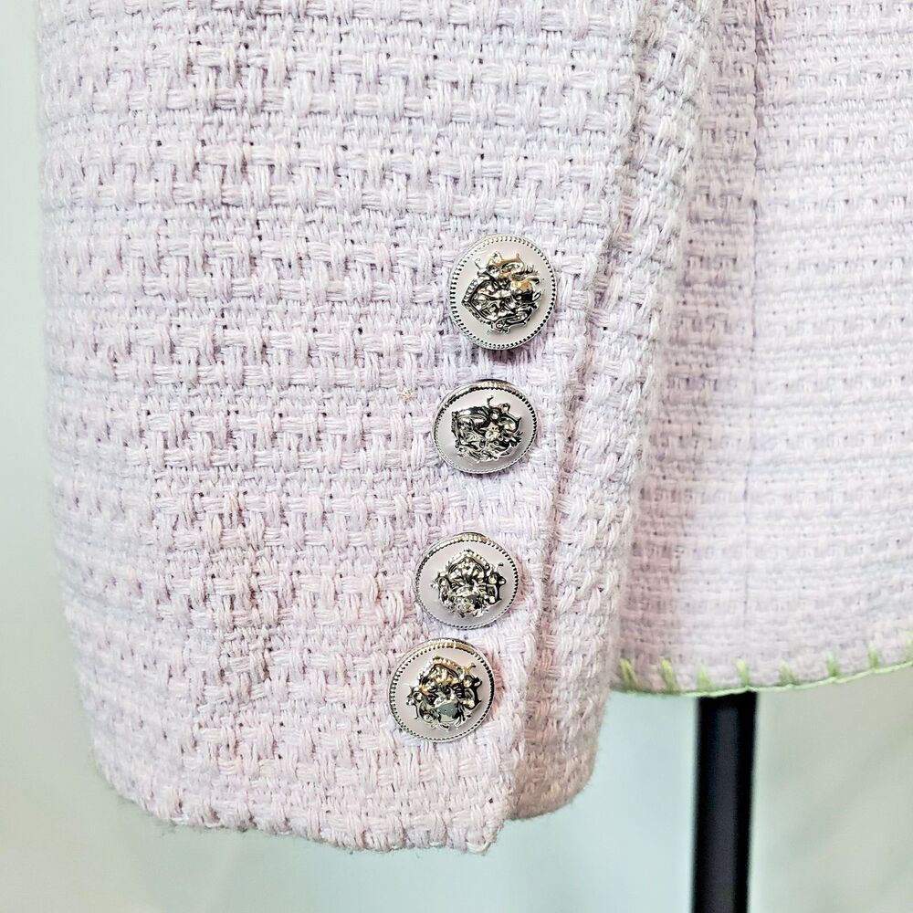 NEW 7 For All Mankind Women’s Tweed Blazer Small Purple Silver Button Jacket - Picture 6 of 12
